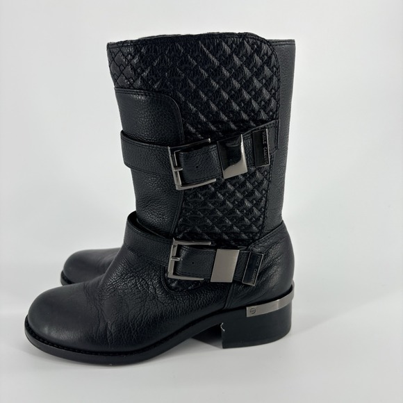 Vince Camuto Boots Womens 6 Welton Riding Mid-Calf Side Zipper Black Leather - Picture 4 of 10